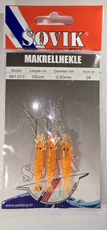 Makrellhekle - Søvik - 150cm - 0.60mm - #2 - Oransje