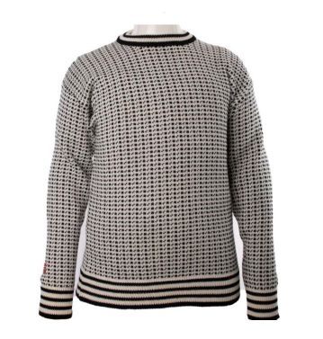 Islender Ullgenser sort/hvit i 100% ull.