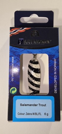 Fiskeskluk - Sølvkroken Salamander Trout - 6g - Zebra Hvit/Svart