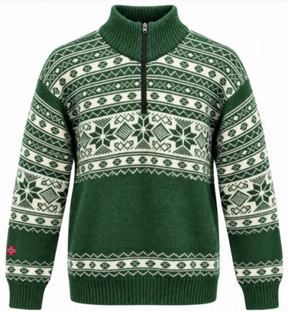 Totex Snøstjerna Ullgenser | Grønn/Hvit | 100% Ull