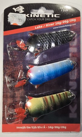 Fiskesluk - Kinetic Lake/River - 16g/26g/26g - Sølv, Blå/Sølv, Grønn/Svart