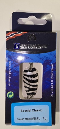 Fiskeskluk - Sølvkroken Spesial Classic - 7g - Zebra Hvit/Svart