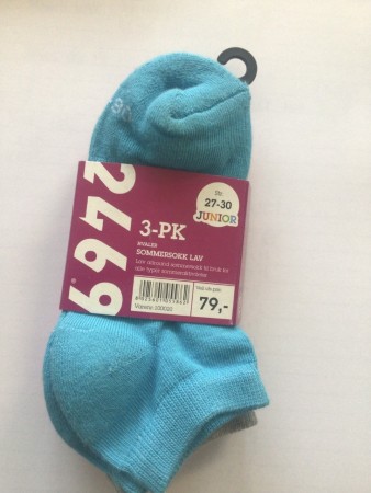 Hvaler - Lav sommersokk - Str 27-30 - Turkis/Grå/Rosa
