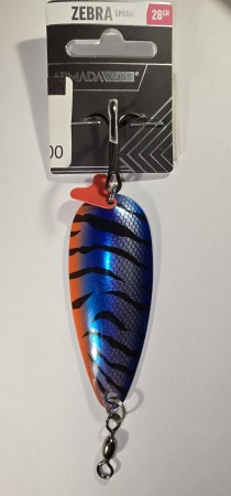 Fiskesluk - Armada Tackle Zebra Spoon - 28g - Blå/Sølv/Oransje/Svart