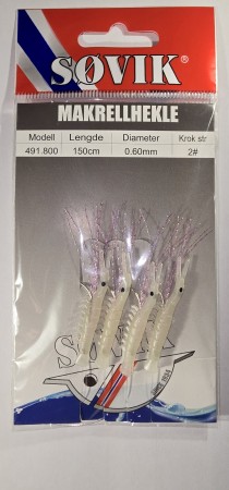 Makrellhekle - Søvik - 150cm - 0.60mm - #2 - Hvit