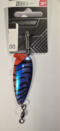 Fiskesluk - Armada Tackle Zebra Spoon - 20g - Blå/Sølv/Rød/Svart