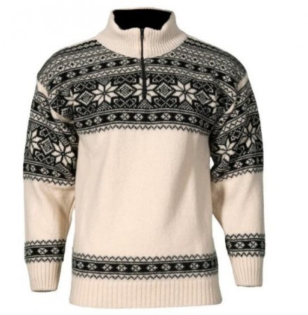 Ullgenser snøstjerne i hvit med glidelås i 100% ull